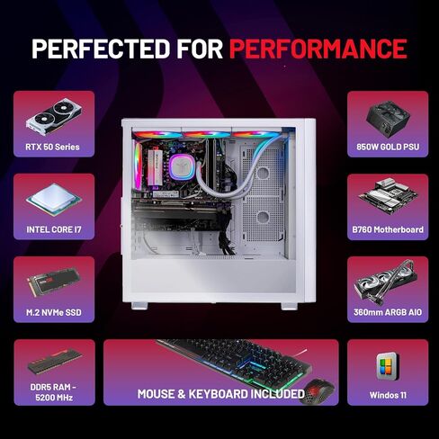 Skytech Gaming Chronos 3 Desktop PC, Intel i7 14700F 2.1 GHz (5.3GHz Turbo), NVIDIA RTX 5060 Ti 16GB, 1TB NVMe SSD, 16GB DDR5 RAM 5200, 850W Gold ATX 3 PSU, 360mm ARGB AIO, Wi-Fi, Win 11 in Saudi Arabia