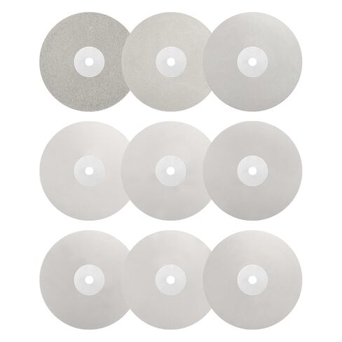 مجموعة أقراص عجلة اللفة المسطحة الماسية 9 قطع، 6 × 1/2 بوصة، حبيبات كاشطة بفتحة أربور 120 240 600 1000 1200 1500 2000 2500 3000 لقطع أو صنفرة الحجر والزجاج in Kuwait