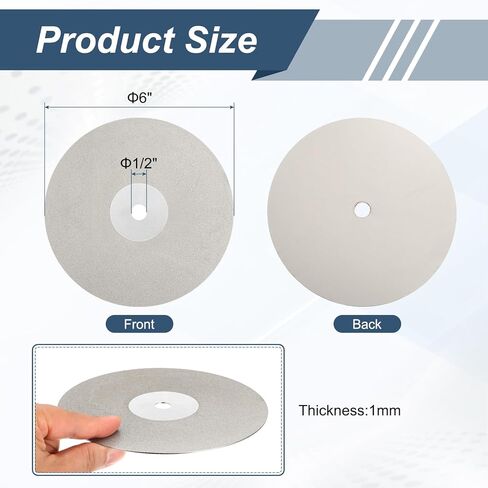 مجموعة أقراص عجلة اللفة المسطحة الماسية 9 قطع، 6 × 1/2 بوصة، حبيبات كاشطة بفتحة أربور 120 240 600 1000 1200 1500 2000 2500 3000 لقطع أو صنفرة الحجر والزجاج in Kuwait