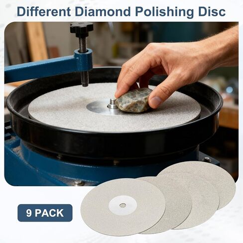 مجموعة أقراص عجلة اللفة المسطحة الماسية 9 قطع، 6 × 1/2 بوصة، حبيبات كاشطة بفتحة أربور 120 240 600 1000 1200 1500 2000 2500 3000 لقطع أو صنفرة الحجر والزجاج in Kuwait