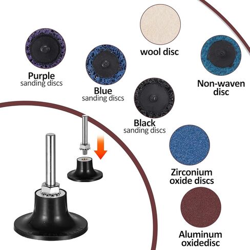 مجموعة أقراص سنفرة مقاس 2 بوصة مكونة من 108 قطع مع حامل بديل سريع، وأقراص ترطيب السطح لمطحنة القالب، وإزالة طلاء الصدأ، وإعداد البلاستيك الخشبي المعدني، وطبقة نهائية من تلميع الأزيز in Kuwait