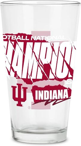نظارات Rico Industries NCAA Indiana Hoosiers 2026 لكرة القدم للأبطال الوطنيين 16 أونصة مع شعار مطبوع رقميًا، زجاج شرب كلاسيكي - رائع للاستخدام اليومي in Saudi Arabia