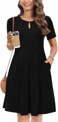 Tshirt Dresses for Women Casual Summer Floral Swing A-Line T Shirt Dresses for Women Midi with Pockets in Saudi Arabia