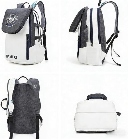 Tennis Racket Bag, White and Gray Backpack with Padded Straps, Professional Sports Equipment Storage Case in Saudi Arabia