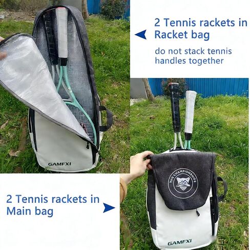 Tennis Racket Bag, White and Gray Backpack with Padded Straps, Professional Sports Equipment Storage Case in Saudi Arabia