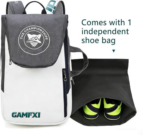 Tennis Racket Bag, White and Gray Backpack with Padded Straps, Professional Sports Equipment Storage Case in Saudi Arabia