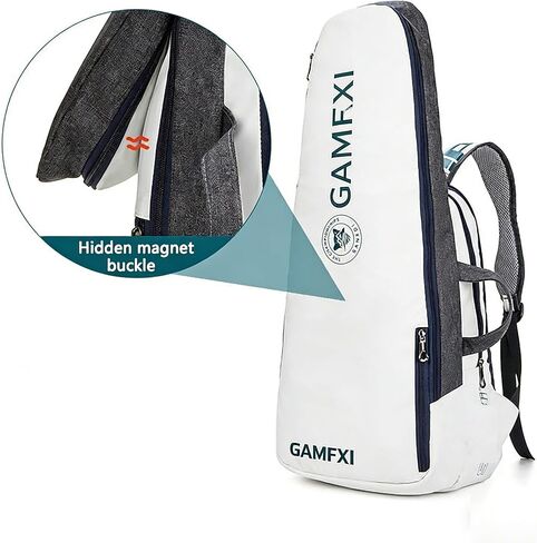 Tennis Racket Bag, White and Gray Backpack with Padded Straps, Professional Sports Equipment Storage Case in Saudi Arabia