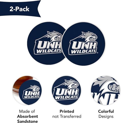 قاعدة أكواب السيارة من ديزيرت كاكتوس أوف نيو هامبشاير، UNH Wildcats ماصة من الحجر الرملي، مجموعة من 2 (تصميم أ) in Saudi Arabia