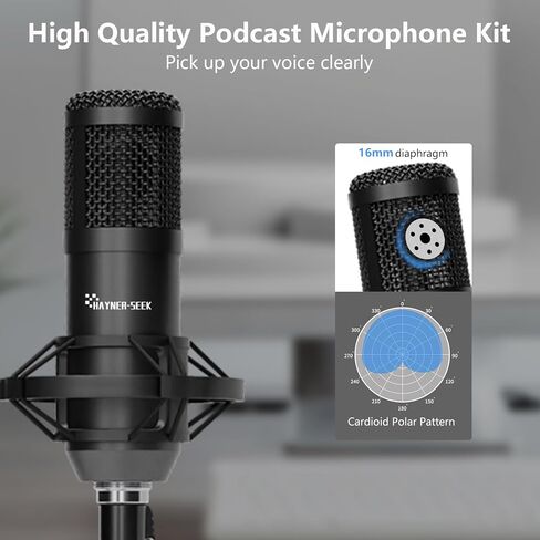 Podcast Equipment Bundle for 2, Audio Mixer with 3.5mm Podcast Microphone, Bluetooth, voice change DJ Mixer for Live Streaming Singing Gaming in Kuwait