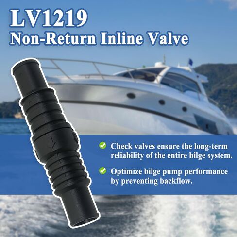 3 قطع LV1219 صمام مضمن غير رجعي، يناسب قطر 3/4 بوصة و1 بوصة، إيقاف تصريف المياه من الخلف، أسود in Kuwait
