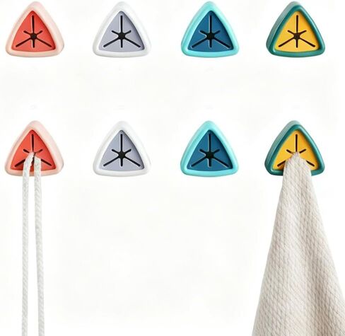 8 Pack Triangle Towel Hooks for Wall - Camper Accessories & Travel Trailer Must Haves, Adhesive Silicone Dish Towel Holder No Drill for RV Kitchen Bathroom, Push Grip Self Stick Hanger Organizer in Saudi Arabia