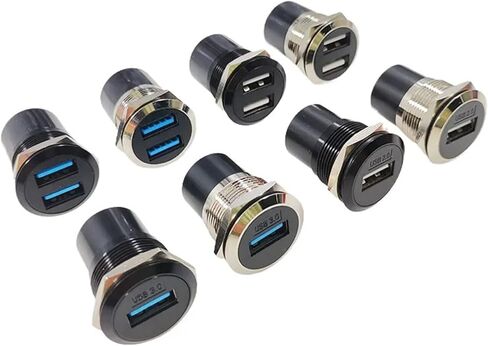 2 قطعة معدنية دائرية على شكل D USB 2.0/3.0 منفذ واحد مزدوج فتحات لوحة مقابس أنثى (2.0BK 2 قطعة) in Kuwait