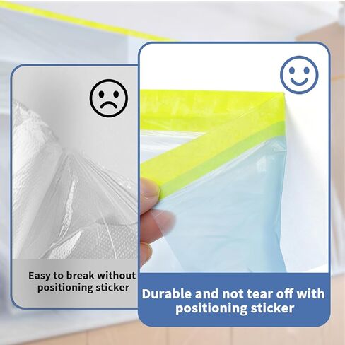 Painters Plastic with Tape 22" x 66',Pre-Taped Masking Film Reinforced Tape and Drape,Tear-Resistant Plastic Painting Film for Car Painting & Home Renovation (2 Rolls) in Saudi Arabia