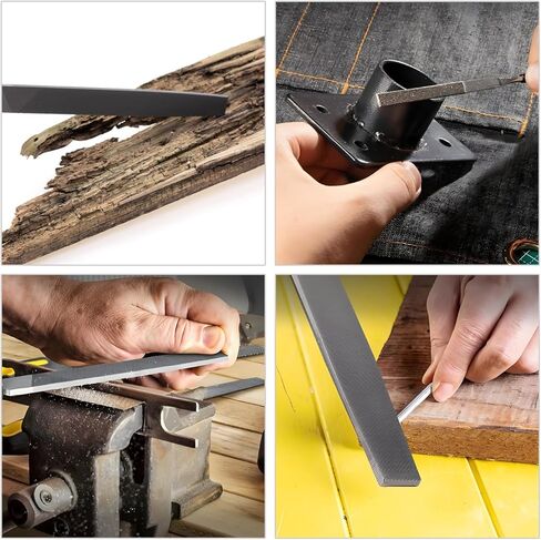 2 قطعة 150 مم / 6 بوصة مبرد مسطح متوسط ​​القطع من الفولاذ الكربوني العالي، مبرد أسنان مزدوج القطع مقوى بقطع واحد بدون مقبض، للخشب والمعادن والشحذ والبلاستيك in Kuwait