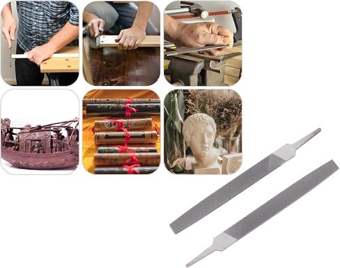 2 قطعة 150 مم / 6 بوصة مبرد مسطح متوسط ​​القطع من الفولاذ الكربوني العالي، مبرد أسنان مزدوج القطع مقوى بقطع واحد بدون مقبض، للخشب والمعادن والشحذ والبلاستيك in Kuwait