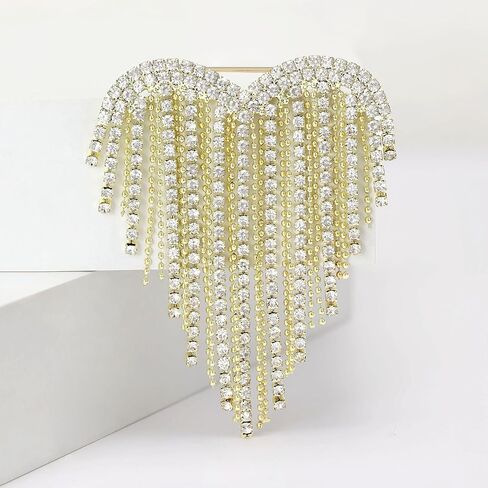 coadipress Rhinestones Heart Tassel Brooch Pin for Women Elegant Crystal Heart Shape Tassel Brooch Sparkly Dress Suit Shirt Ceremony Clothes Wedding Party Jewelry Accessories in Saudi Arabia