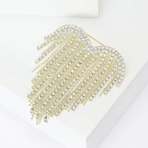 coadipress Rhinestones Heart Tassel Brooch Pin for Women Elegant Crystal Heart Shape Tassel Brooch Sparkly Dress Suit Shirt Ceremony Clothes Wedding Party Jewelry Accessories in Saudi Arabia