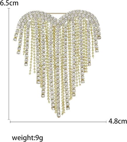 coadipress Rhinestones Heart Tassel Brooch Pin for Women Elegant Crystal Heart Shape Tassel Brooch Sparkly Dress Suit Shirt Ceremony Clothes Wedding Party Jewelry Accessories in Saudi Arabia