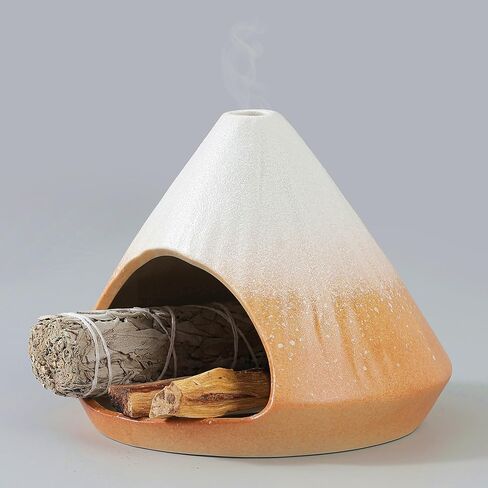 Chiminea Palo Santo Holder Sage Burner, Ceramic Incense Holder for Burning Sage Smudge Sticks and Palo Santo, Smudge Bowl for Yoga, Meditation, and Energy Cleansing(Blue) in Saudi Arabia