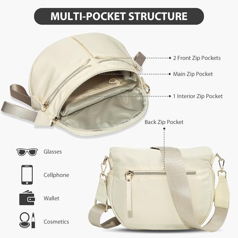 حقيبة YFGBCX للنساء ذات لون سادة وحقيبة كروس واسعة من النايلون وحقائب بوم in Kuwait