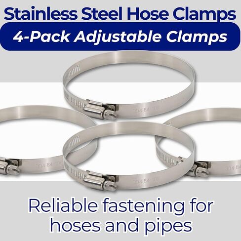 Ganador 4-Pack Stainless Steel Hose Clamps 84mm-108mm - 3-5/16" - 4-1/4", Universal Fitment w/Worm Gear for Pool, Automotive, Mechanical Plumbing General Purpose Heavy Duty 304 Grade in Saudi Arabia