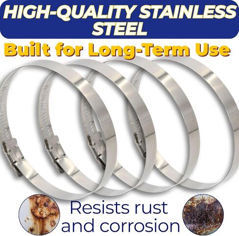 Ganador 4-Pack Stainless Steel Hose Clamps 84mm-108mm - 3-5/16" - 4-1/4", Universal Fitment w/Worm Gear for Pool, Automotive, Mechanical Plumbing General Purpose Heavy Duty 304 Grade in Saudi Arabia