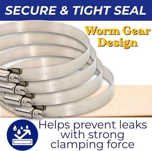 Ganador 4-Pack Stainless Steel Hose Clamps 84mm-108mm - 3-5/16" - 4-1/4", Universal Fitment w/Worm Gear for Pool, Automotive, Mechanical Plumbing General Purpose Heavy Duty 304 Grade in Saudi Arabia