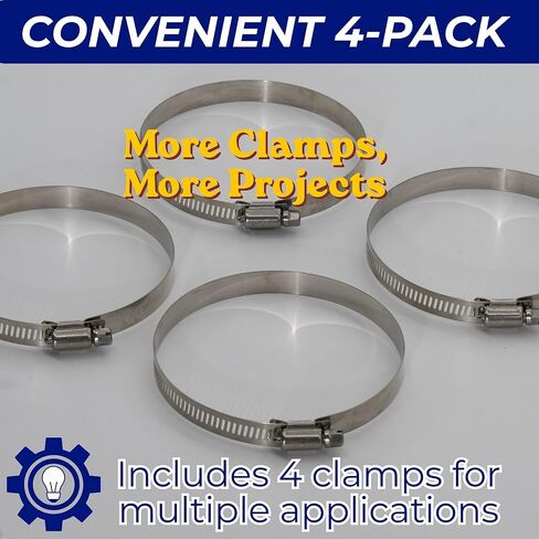 Ganador 4-Pack Stainless Steel Hose Clamps 84mm-108mm - 3-5/16" - 4-1/4", Universal Fitment w/Worm Gear for Pool, Automotive, Mechanical Plumbing General Purpose Heavy Duty 304 Grade in Saudi Arabia