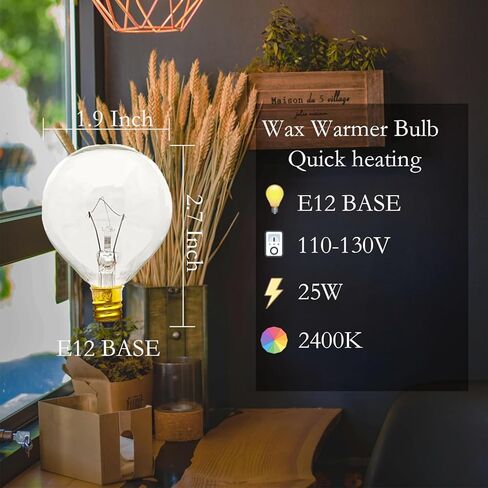 Wax Warmer Bulbs G50 25W E12 Light Bulbs for Full-Size Scentsy Warmers, Candle Warmer Lamp Bulb 2400K 160Lm Warm White in Saudi Arabia