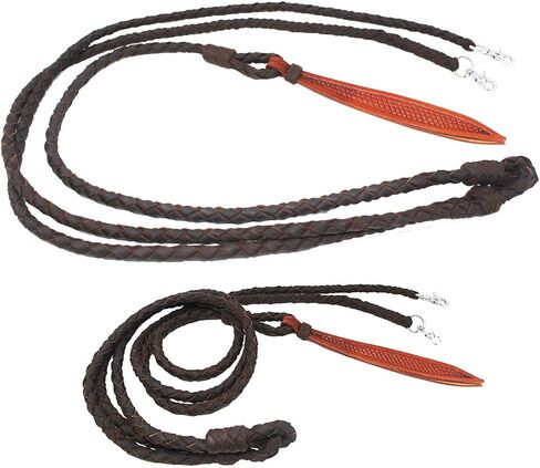 Horse Western Leather Hand Braided Rommel Romal Reins Popper with Snaps 6659 in Saudi Arabia