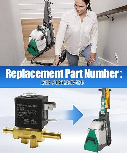 203-7436 2037436 صمام الملف اللولبي للآلة النظيفة يناسب منظفات السجاد التجارية Bissell BigGreen - يناسب 40M1، 86T3، Bg10N2 in Kuwait