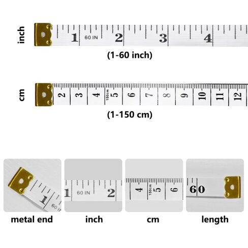 Soft Tape Measure Dual Scale Standard & Metric Measurements Tape Scale Body Measuring Tape for Weight Loss Tailor Craft Ruler 60 Inches (White) in Saudi Arabia