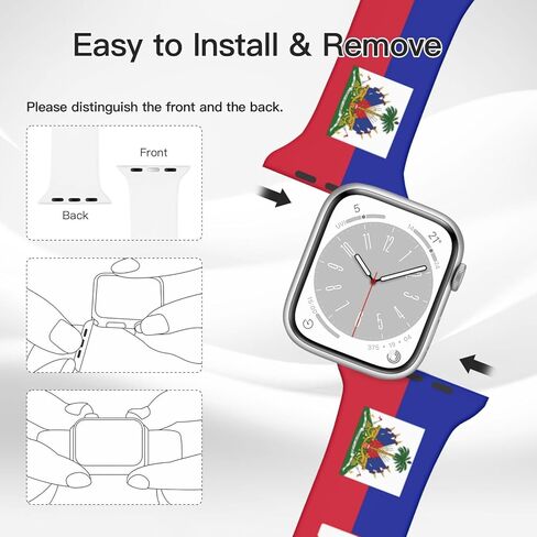 هايتي العلم ووتش الفرقة لآبل معصمه الفرقة لسلسلة Iwatch لينة سيليكون 42mm * 44mm in Kuwait