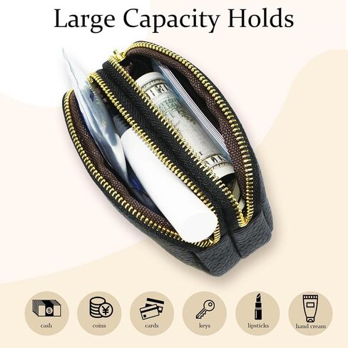 Faux Leather Coin Purse for Women Small 2 Zipper Change Wallet with Key Ring Card Key Coin Cash Holder Pouch(Green) in Saudi Arabia