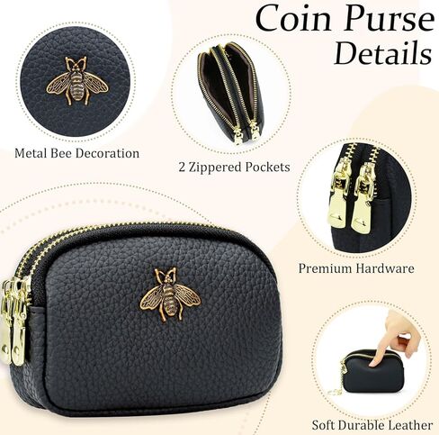 Faux Leather Coin Purse for Women Small 2 Zipper Change Wallet with Key Ring Card Key Coin Cash Holder Pouch(Green) in Saudi Arabia