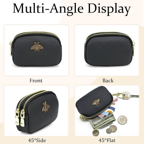 Faux Leather Coin Purse for Women Small 2 Zipper Change Wallet with Key Ring Card Key Coin Cash Holder Pouch(Green) in Saudi Arabia