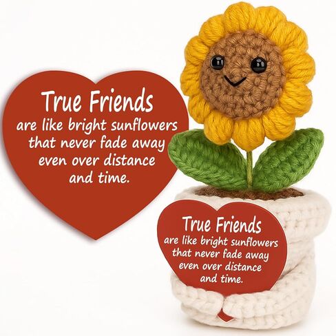 قطيفة عباد الشمس من الكروشيه - هدية ملهمة إيجابية مصنوعة يدويًا للنساء والأم والصديق والرئيس وزملاء العمل وهدايا تقدير للمعلم وهدية عيد الميلاد والكريسماس وعيد الحب وديكور المكتب in Kuwait