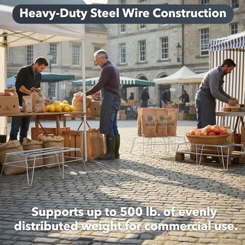 رف سلكي مقاس 14 بوصة × 24 بوصة × 8 بوصة - رف تخزين من أسلاك الفولاذ شديد التحمل، منصة عرض أرضية قائمة بذاتها لمتاجر التجزئة والبقالة والممرات الترويجية، قاعدة عرض رف الأسلاك التجارية، سعة 500 رطل in Kuwait