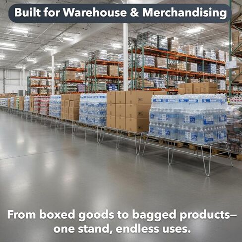 رف سلكي مقاس 14 بوصة × 24 بوصة × 8 بوصة - رف تخزين من أسلاك الفولاذ شديد التحمل، منصة عرض أرضية قائمة بذاتها لمتاجر التجزئة والبقالة والممرات الترويجية، قاعدة عرض رف الأسلاك التجارية، سعة 500 رطل in Kuwait