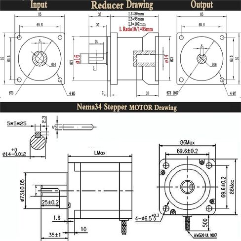 3Nm~12Nm NemaStepper Motor Reducer Kits 2phase 86mm Speed Ratio 5:1 10:1~200:1 Planetary Gearbox Gear(4.5N.m Motor Kit,Ratio 36 to 1) in Saudi Arabia