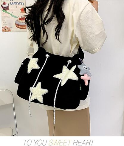 Cute Corduroy Tote Bag for Women – Aesthetic Crossbody Handbag | Y2K Hobo Shoulder Bag in Saudi Arabia