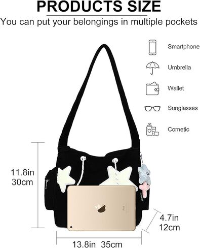 Cute Corduroy Tote Bag for Women – Aesthetic Crossbody Handbag | Y2K Hobo Shoulder Bag in Saudi Arabia