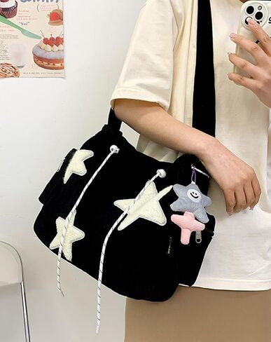 Cute Corduroy Tote Bag for Women – Aesthetic Crossbody Handbag | Y2K Hobo Shoulder Bag in Saudi Arabia