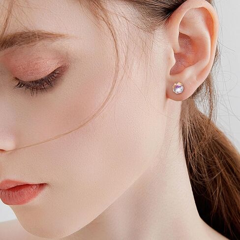 KASFREE 14 زوجًا من أقراط الزركونيا المكعبة الملونة للنساء 925 من الفضة الاسترليني بعد ترصيع مضادة للحساسية 6 مم 8 مم in Kuwait