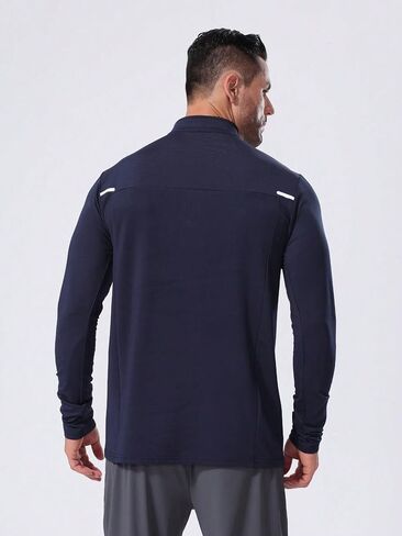Men's Half-Zip Long-Sleeve Quick-Dry Sweatshirt for Sports and Fitness in Saudi Arabia