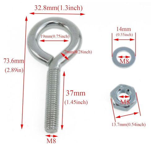 yukata Silver Carbon Steel Threaded Machinery Lifting Ring Bolts 5/16 "x 1-1/2" with Nut Marine Expansion Class Shoulder Hook Bolt Eye Bolts for Furniture Repair, Lathe, Fixture and Machinery 6Set in Saudi Arabia