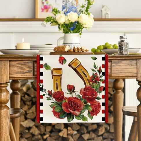 Artoid Mode Horseshoe Roses Kentucky Table Runner, Festival Sports Holiday Kitchen Dining Table Decoration for Home Party Decor 13x72 Inch in Saudi Arabia
