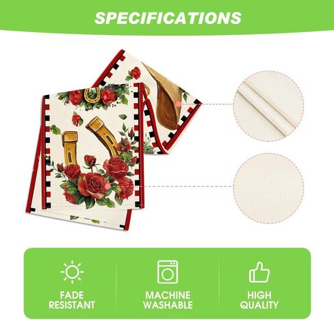 Artoid Mode Horseshoe Roses Kentucky Table Runner, Festival Sports Holiday Kitchen Dining Table Decoration for Home Party Decor 13x72 Inch in Saudi Arabia