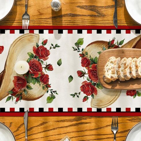 Artoid Mode Horseshoe Roses Kentucky Table Runner, Festival Sports Holiday Kitchen Dining Table Decoration for Home Party Decor 13x72 Inch in Saudi Arabia
