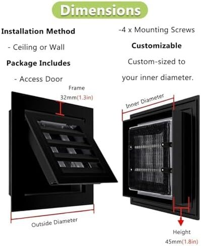 لوحة وصول HVAC مقاس 12 × 12 و14 × 14 - باب تجاري أسود متين للغرف النظيفة والمستشفيات وفتحات التهوية - تصميم متعدد الاستخدامات مقاس 14 × 20 بوصة (355 × 508 مم) لسهولة الصيانة in Kuwait